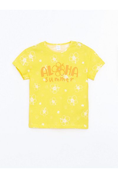 LC Waikiki Lcw Crew Neck Printed Girl's T-Shirt and Shorts Pack of 2