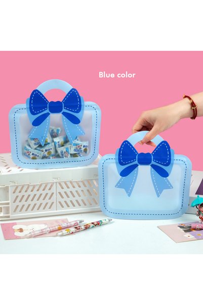 Choice 26x24cm 30Pcs Blue 30Pcs Bow Snack Packaging Bag Portable Design Cosme...