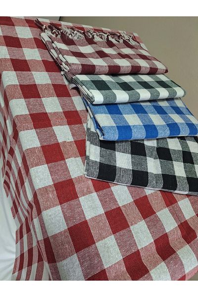 GÖZDE TEKSTİL 2-Piece Checkered Table Cloth Tablecloth
