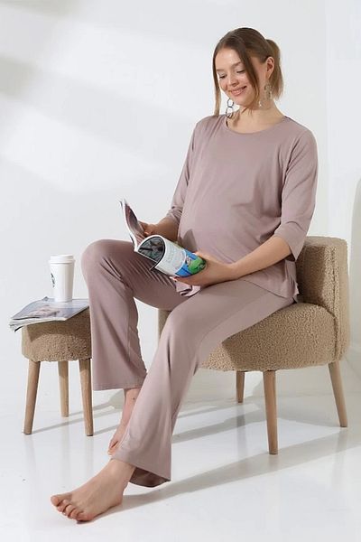 LadyMina Pijama Soft Textured Maternity Lausa Double Set