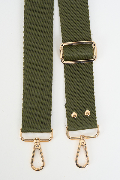 MUTE BAG Matcha Dark Green Bag with Adjustable Handle and Gold Staple Detail (Polyester) 110 cm W:4 cm