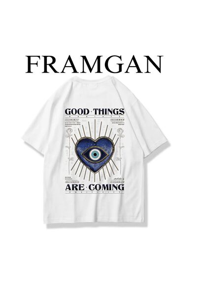 Framgan تيشيرت أبيض مطبوع "أشياء جيدة قادمة" للنساء