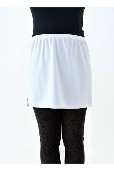 Modabenna Ecru Quality Crepe Fabric Innerwear Savior Lengthener Skirt Elastic Flexible Side Slit Hijab White