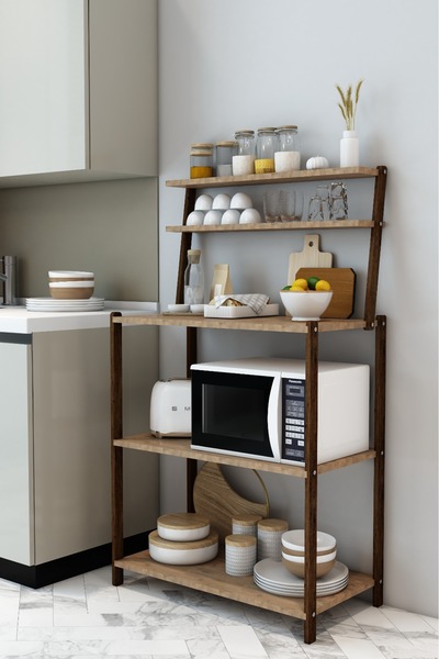 Jest Dekor Konsept Simay Atlantik Çam Ahşap Mutfak Bankosu & Kahve Köşesi / Çok Amaçlı Mutfak Rafı