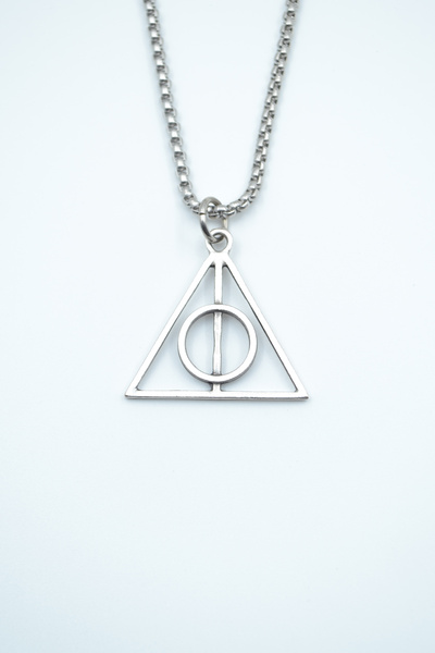 Bu Farklı Harry Potter Ölüm Yadigarları Üçgen Gümüş Kaplama Örme Zincir Kolye