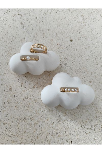 Minima Art Studio Decorative Double Cloud Detailed Ring Holder