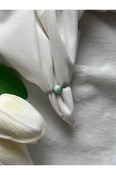 Pel Design خاتم سلك فولاذي قابل للتعديل من حجر الأمازونيت مصنوع يدويًا