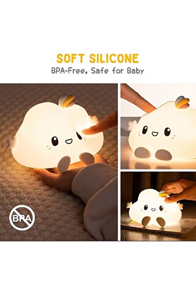 hediyeconcepti Renk Değiştiren Silikon Gece Lambası Şarj Edilebilir Karikatür...