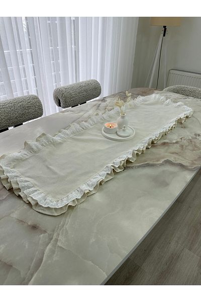 eyma home % βαμβακερό ακατέργαστο λινό Βολάν φιλοδωρίας (45 x 130 cm)