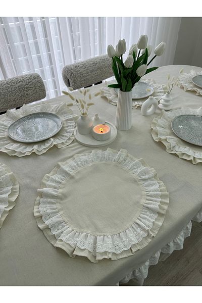 eyma home Πλάκα 100% βαμβακερό Hamketen Scallop Frilly (6 ΤΕΜ)
