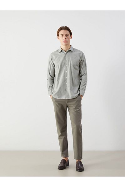 LC Waikiki Ανδρικό πουκάμισο με μακρυμάνικο Dobby SOUTHBLUE Regular Fit
