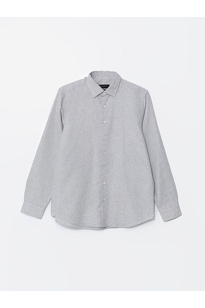 LC Waikiki Ανδρικό πουκάμισο με μακρυμάνικο Dobby SOUTHBLUE Regular Fit