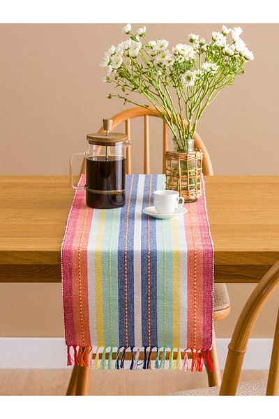LC Waikiki Lcw Home Mixed Striped and Tasseled Runner 40X110 cm