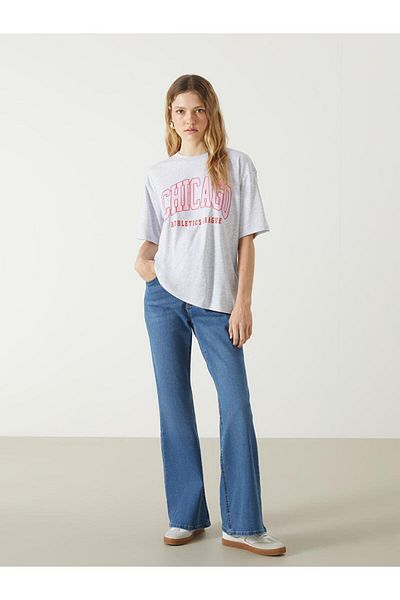LC Waikiki Lcw Vision Chicago Printed Oversize Women's T-Shirt