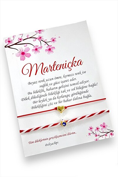 Eliya Clips Marteniçka Altın Sarısı Kalp Detaylı Hediye Şans Bilekliği