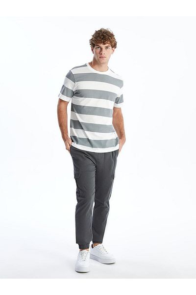 LC Waikiki Xside Crew Neck Short Sleeve Striped Combed Men's T-Shirt