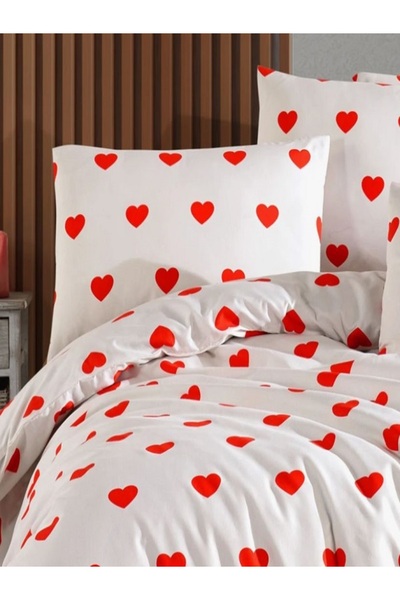 uykulife home collection Uykulife Red Heart Single Duvet Cover Set (Without Sheet)