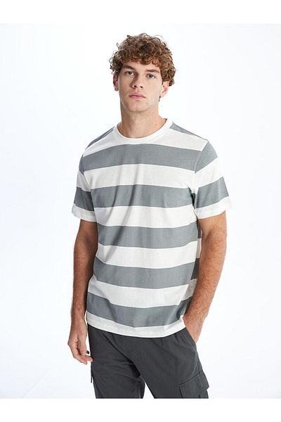 LC Waikiki Xside Crew Neck Short Sleeve Striped Combed Men's T-Shirt