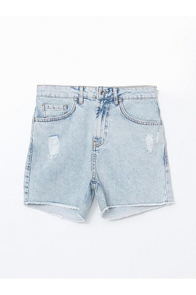 LC Waikiki Pantaloni scurți de jeans pentru femei XSIDE Mom Fit cu detaliu rupt