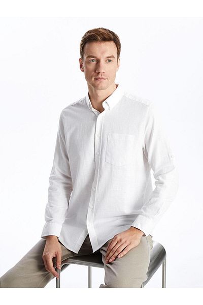 LC Waikiki Ανδρικό πουκάμισο LCWAIKIKI Classic Regular Fit με μακρυμάνικο λινό μείγμα