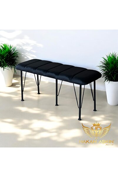 BY HAKAN AŞKIN Siyah Metal Ayaklı Line Style 2025 Babyface Puf & Bench Siyah