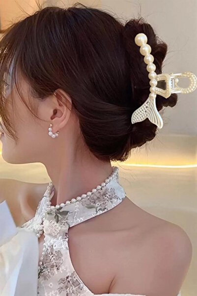 CAŞ DEKORASYON Κρεμ Χρώμα Περλέ Μεγάλο Μέγεθος Ψαράκι Φιγούρα Πόρπη με μανταλάκι