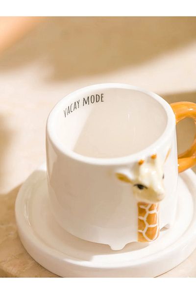 LC Waikiki Lcw Home Mixed Giraffe Figured 2-Person Ceramic Coffee Cup Set 80 ml