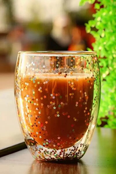 Rosemor 4-Piece Double Wall Cup Star Glitter Coffee Presentation Cocktail Cup