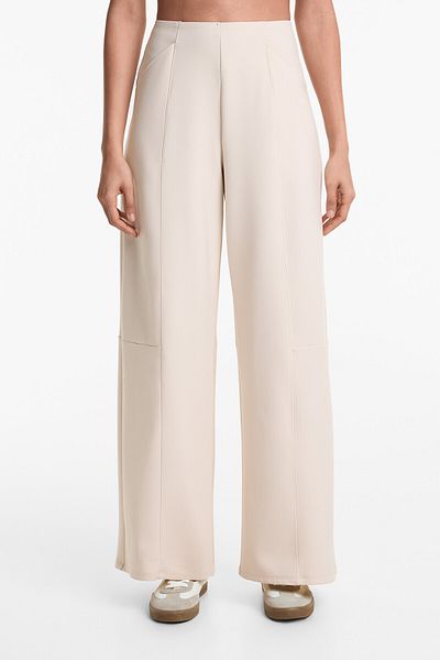 Oysho Neoprene-effect wide-leg trousers