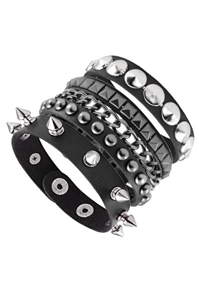 Choice ختم ساخن جديد 3 قطع / مجموعة أساور سوداء من Goth Emo Boho للرجال والنس...