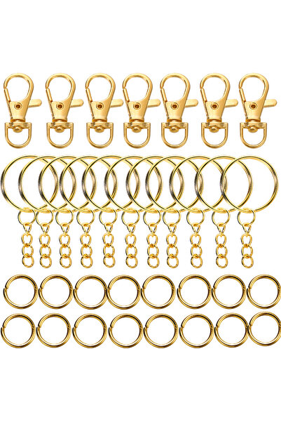 Choice 14 x 32mm Gold 70Pcs/Lot Swivel Snap Hook Key Rings with Chain Jump Ri...