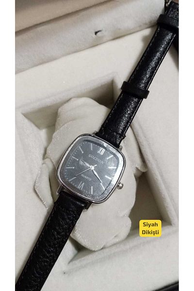 Brality Retro Vintage Minimal Women's Wristwatch Oval Model... Silver Case.. Black Dial.. Black Cord...0099