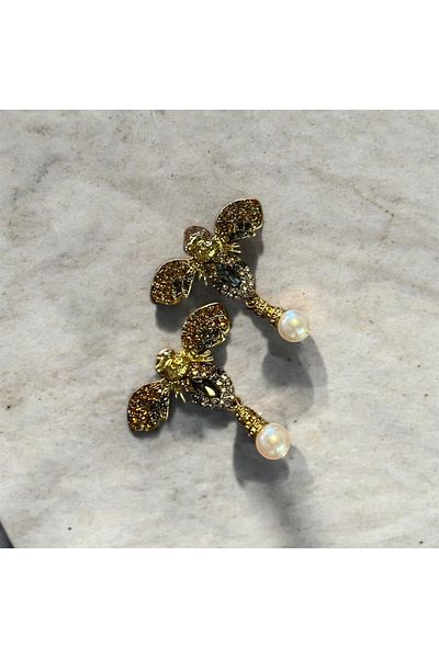 Miltonia Vintage Bee Design Plated Earrings