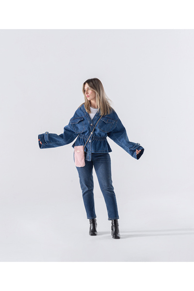 MODA Denim Kumaş Beli Lastikli Kot Ceket