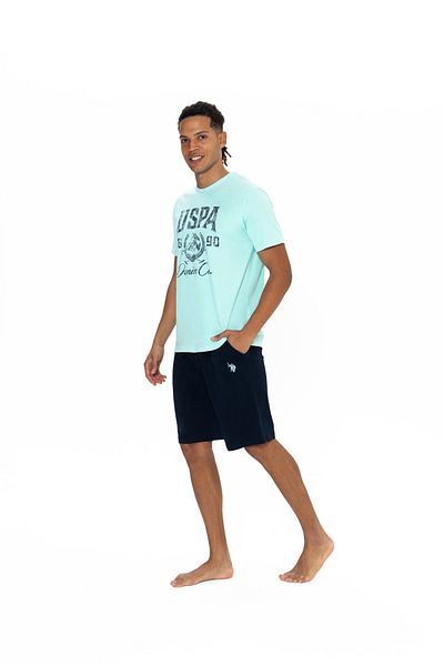 U.S. Polo Assn. Set de pantaloni scurți pentru bărbați, cu licență originală, cu gât rotund
