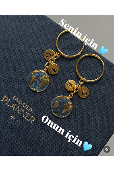 Mojo Jewellery O Benim Dünyam Anahtarlık - Gold 2 Harfli Kişiselleştirilebilir