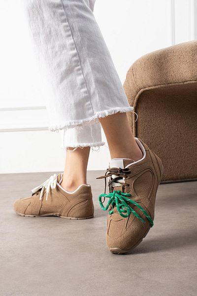 ShoeTek Wanca Дамски маратонки Двуцветни спортни обувки с връзки Велур от норка