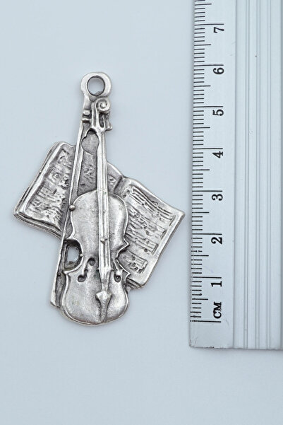 Bu Farklı Keman - Nota Defteri Gümüş Kaplama Deri İp Kolye