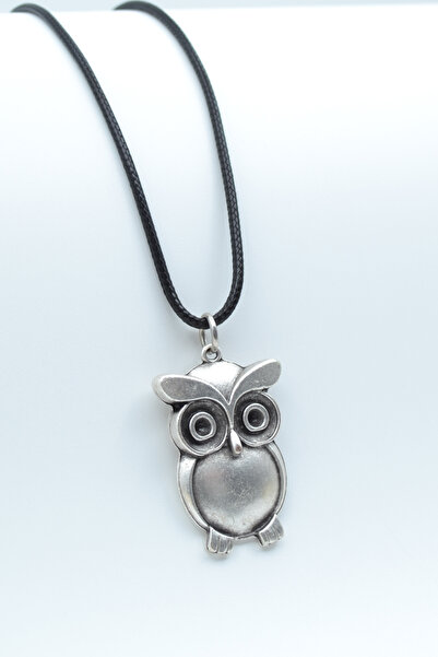 Owl Silver Plated Leather Rope Necklace
