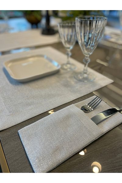 Decamor home Set de 8 linguri alb argintiu argintiu