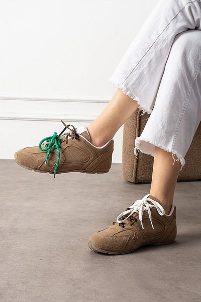 ShoeTek Wanca Дамски маратонки Двуцветни спортни обувки с връзки Велур от норка