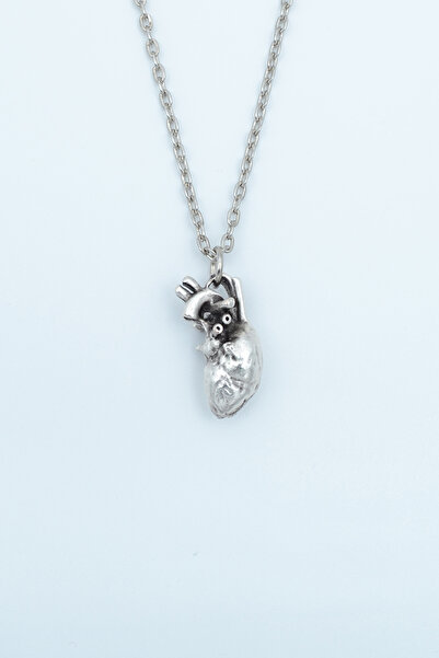 Bu Farklı Kalp Gümüş Kaplama Düz Zincir Kolye