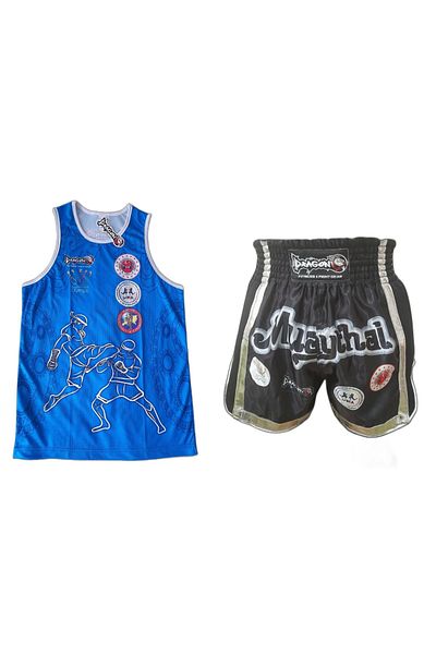Dragondo Dragon Mt2019 Muay Thai Sparring Shorts και Σετ φανέλα με ψηφιακή εκτύπωση με λογότυπο Federation