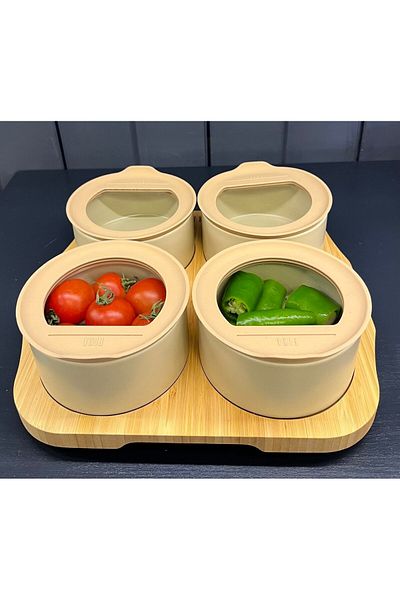NEOFLAM Beige Round Fika One 4-Piece Breakfast Set