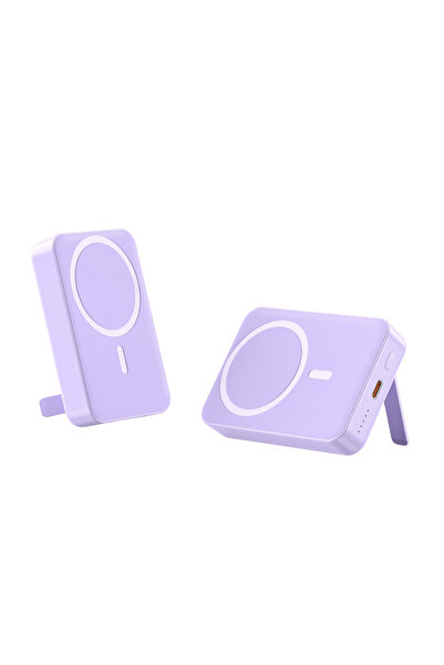 Genel Markalar Mor Renk Magsafe Kablosuz Powerbank Battery Xiaomi-İphone-sams...