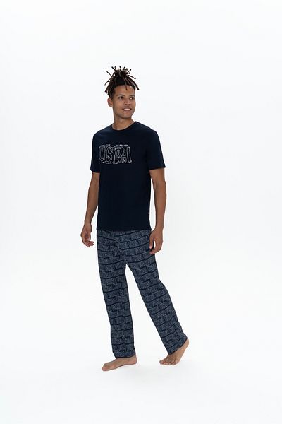 U.S. Polo Assn. Γνήσιο Αδειοδοτημένο New Season Ανδρικό μπλουζάκι με στρογγυλή λαιμόκοψη 3 τεμαχίων Σορτς πιτζάμα