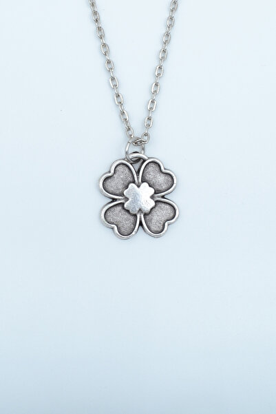 Bu Farklı Dört Yapraklı Yonca Gümüş Kaplama Düz Zincir Kolye