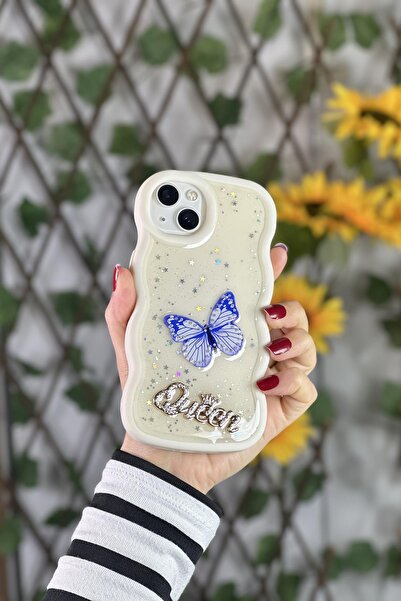 mooodcase iPhone 14 Uyumlu 3D Queen ve Kelebek Desenli Silikonlu Telefon Kılıfı