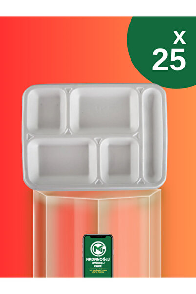 Madanoğlu ticaret Köpük Tabak Beş Gözlü Tabldot Tabak 25 adet