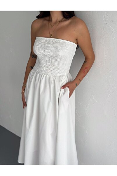 fiolin Dakron Ecru Strapless Dress